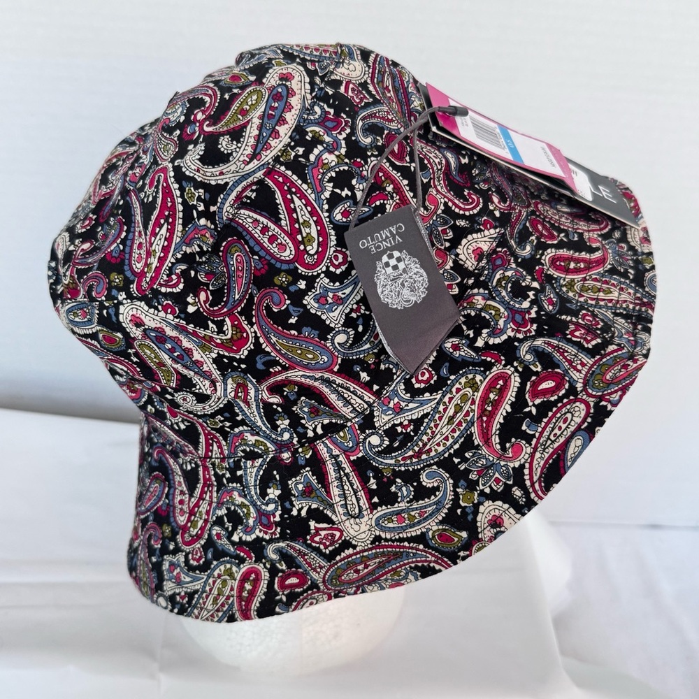 Vince Camuto Bucket Hat Reversible Black or Paisley Pink White Black Women’s NWT